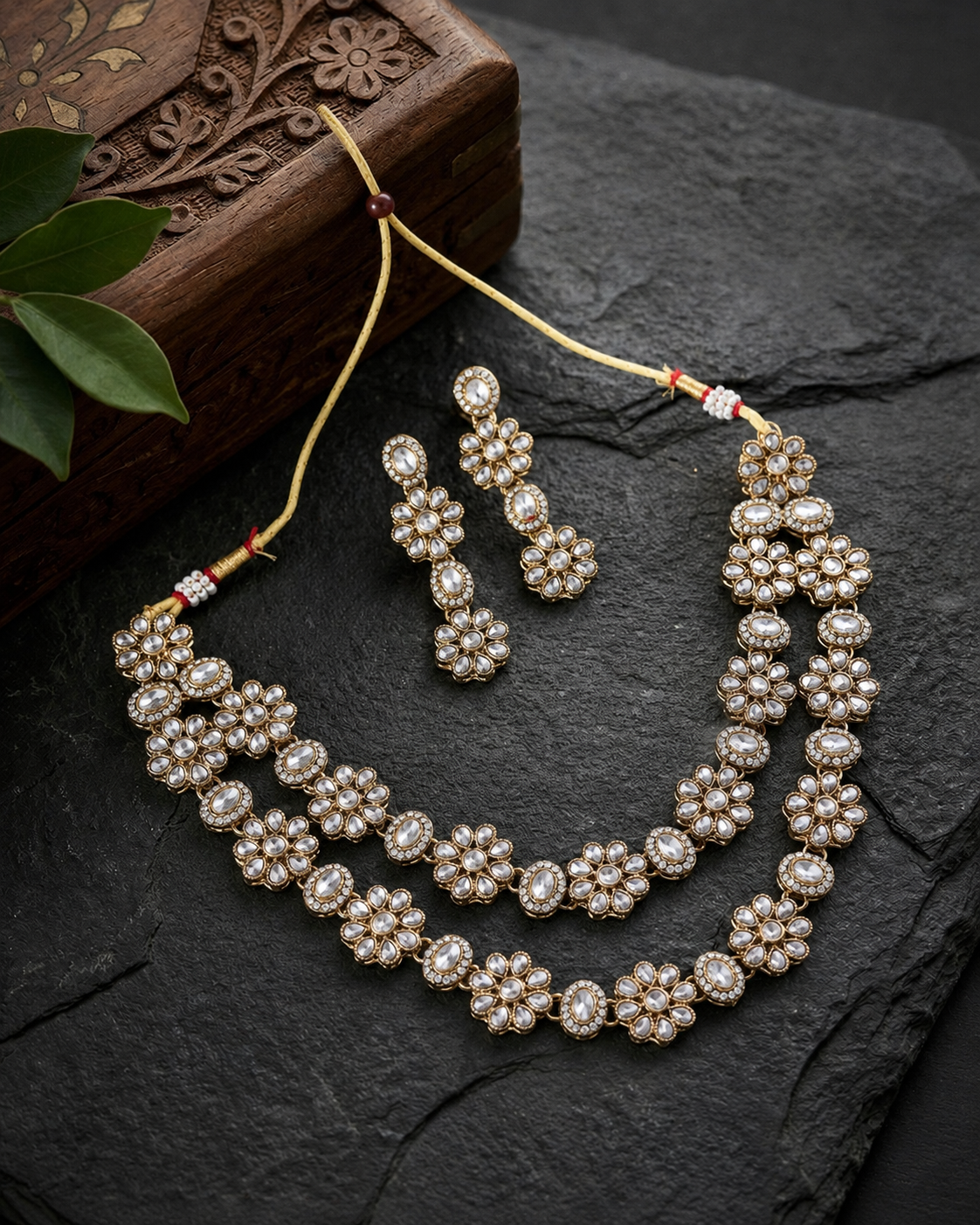 Silver Vaishu Premium Necklace with Earring and Teeka