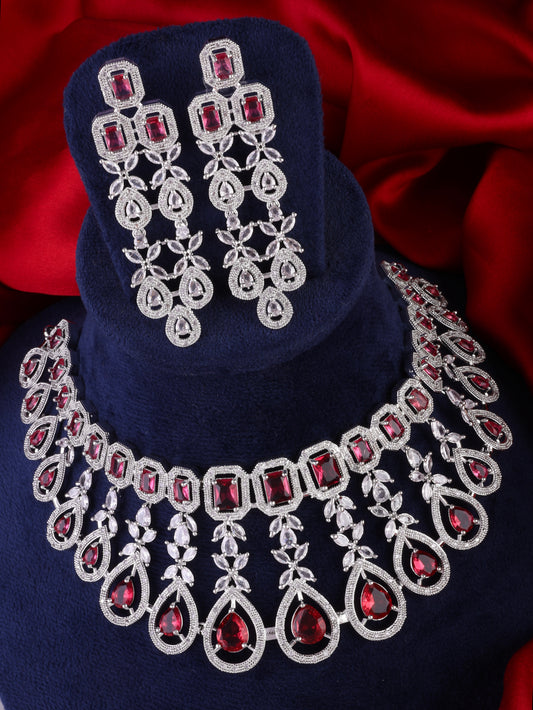 Wine Melissa American Diamond Necklace Set