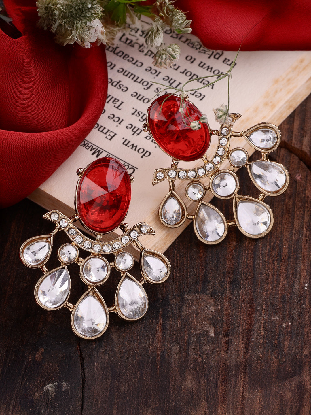 Red Masha Designer Stud Earring