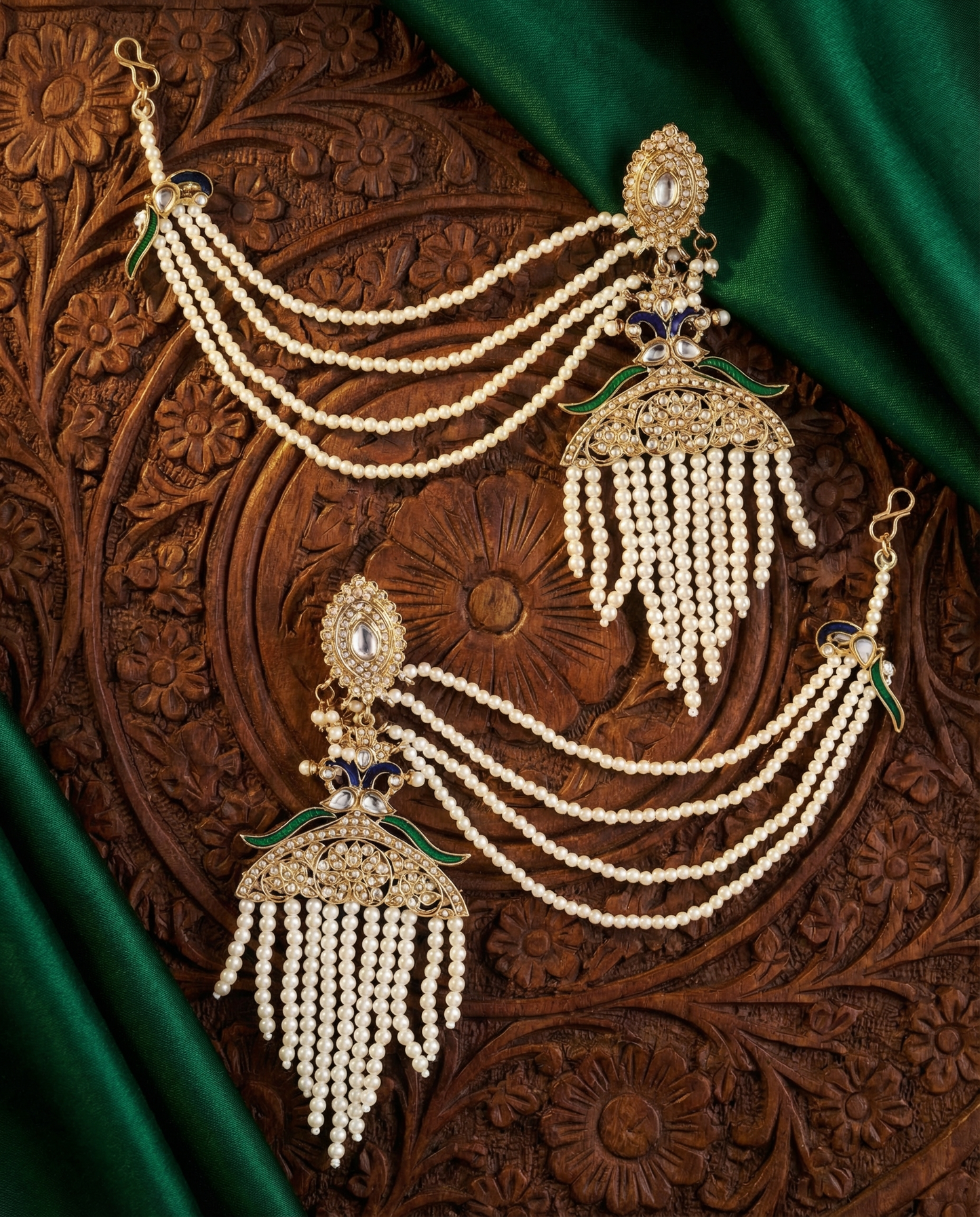 Aleena Pearl Chandbali With Sahara Chain
