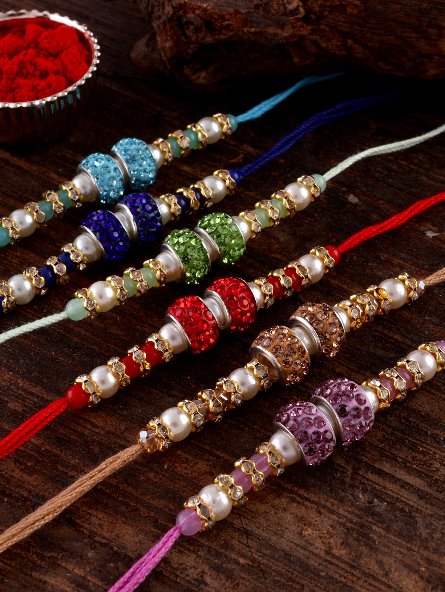 Pack of 6 - Tejomay Rakhi with Tilak Set and Card