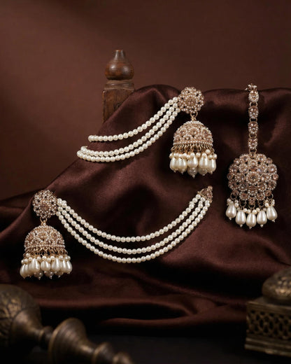 Pearl Aarika Punjabi Teeka Earring Set