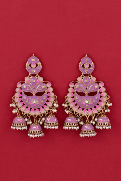 Lilac Charvi Meenakari Jhumka