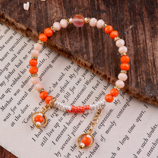 Orange Aabha Beaded Bracelet