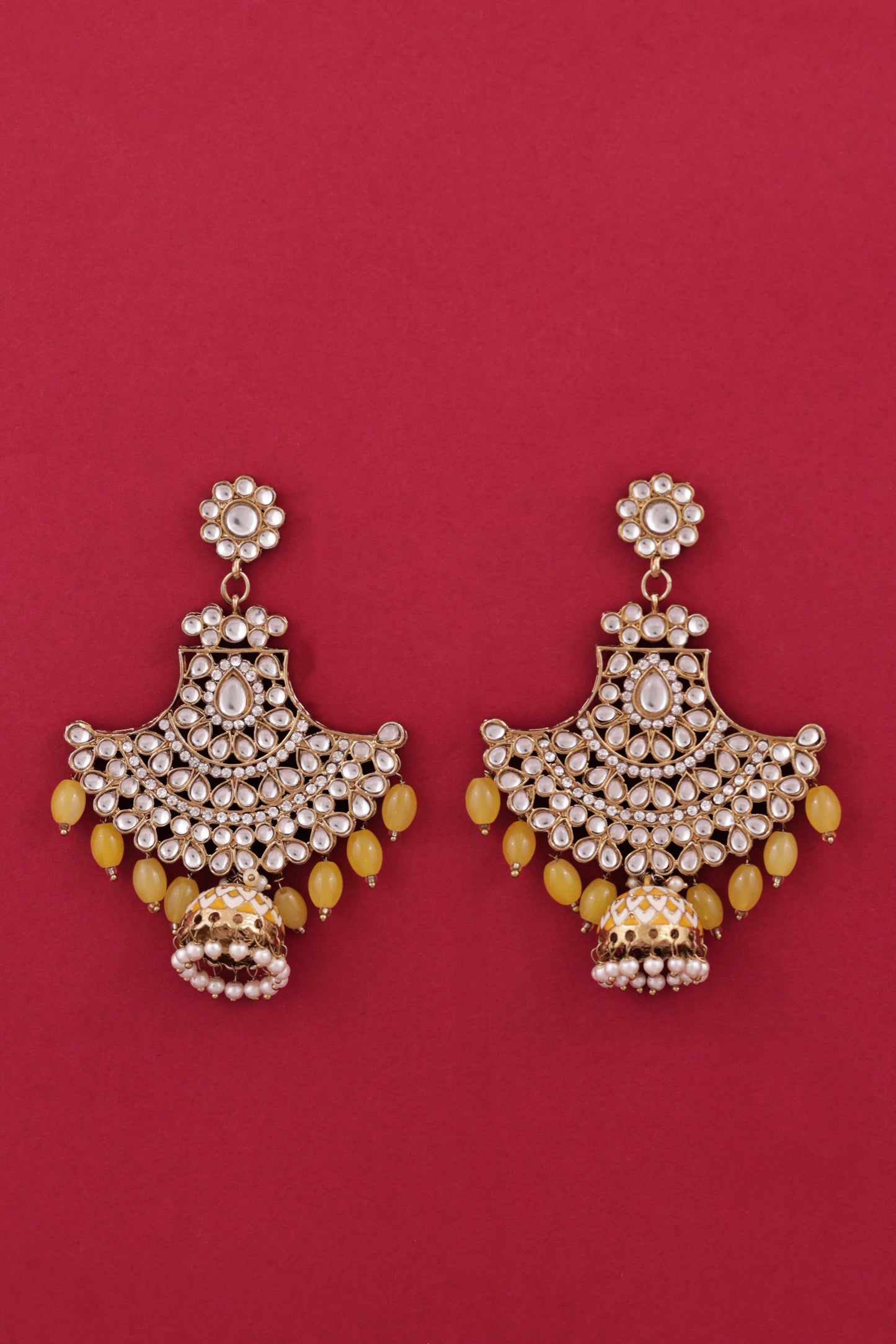 Yellow Sabita Designer Meenakari Jhumka Earring