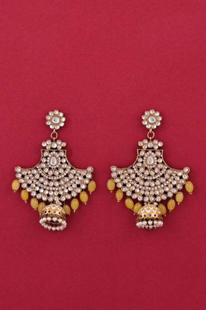 Yellow Sabita Designer Meenakari Jhumka Earring