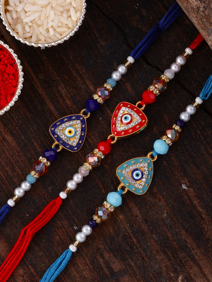 Blue Drishta Evil Eye Rakhi for Brother | Tilak Set Included