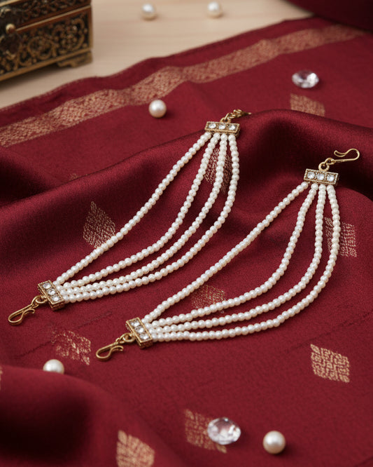 Mitali Bahubali Pearl Kaan Chain Pair