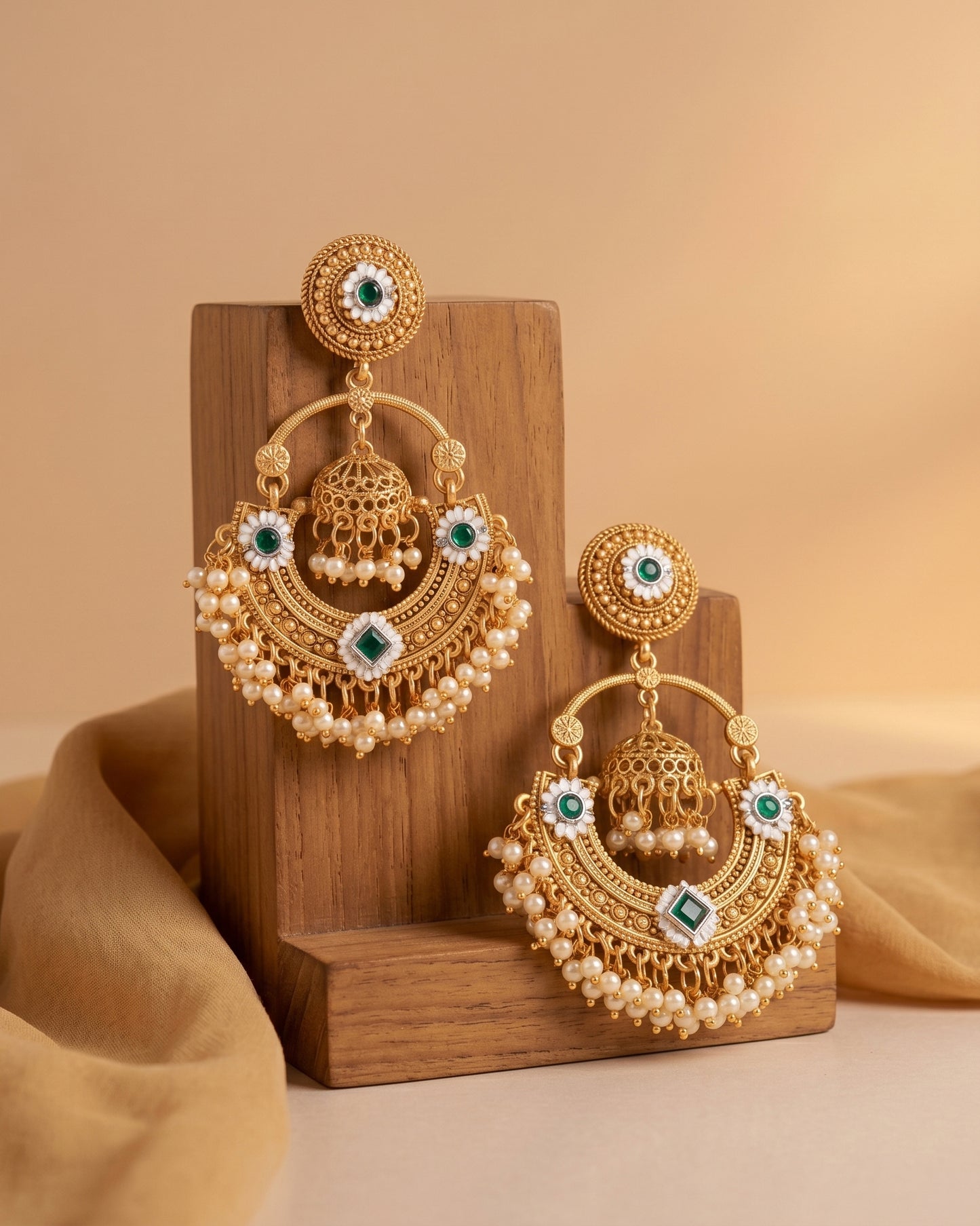Gold Green Anahita Premium Brass Lookalike Earring
