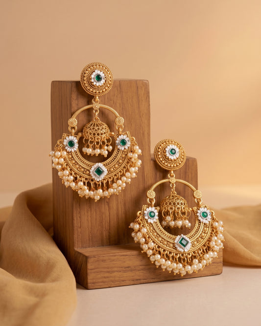 Gold Green Anahita Premium Brass Lookalike Earring