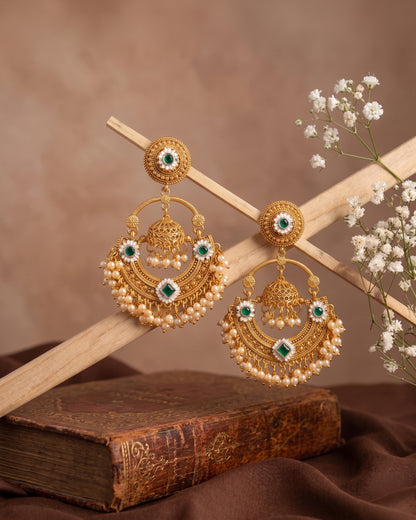 Gold Green Anahita Premium Brass Lookalike Earring