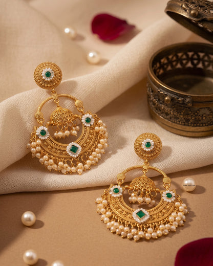 Gold Green Anahita Premium Brass Lookalike Earring