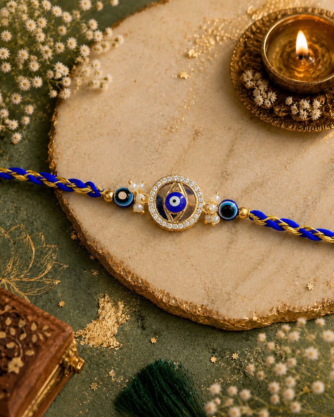 Aynoor Evil Eye Rakhi For Brother | Tilak Set Included