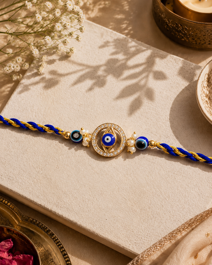 Aynoor Evil Eye Rakhi For Brother | Tilak Set Included