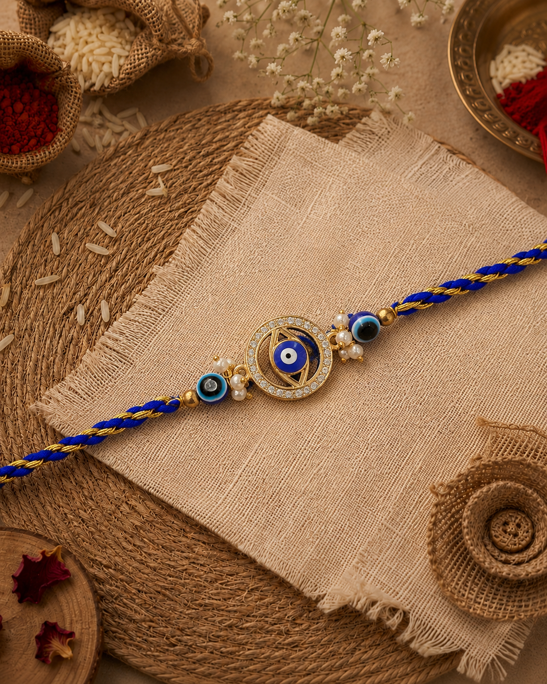 Aynoor Evil Eye Rakhi For Brother | Tilak Set Included