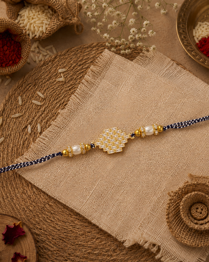 Blue Ruwai Diamond Rakhi For Brother | Tilak Set Included