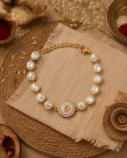 Omaya Pearl Bracelet Rakhi | Tilak Set Included