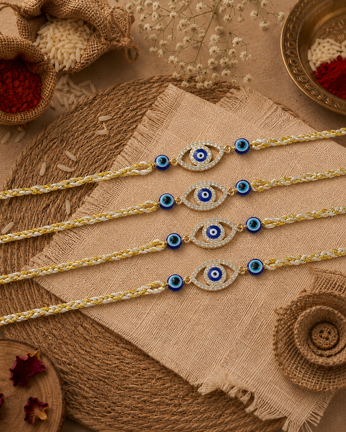 Pack of 4 Navyansh Rakhi Set | Tilak Set Included