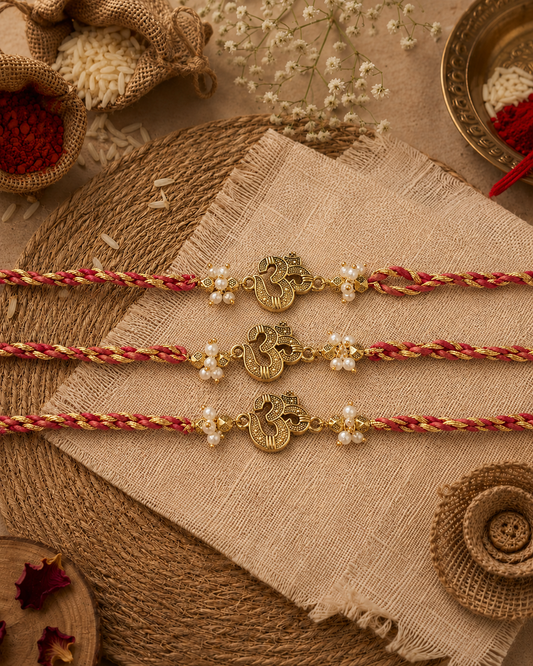 Pack of 3 Omdev Rakhi Set | Tilak Set Included
