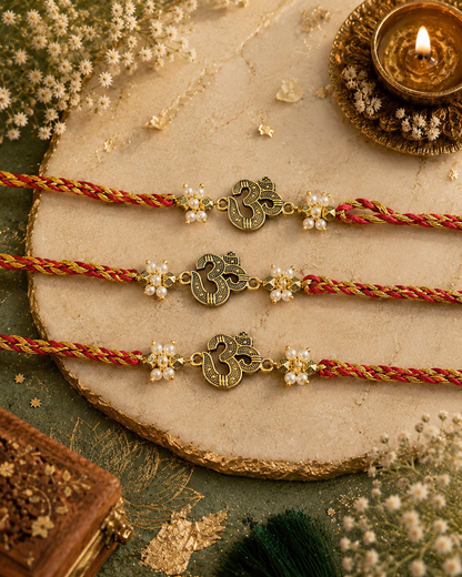 Pack of 3 Omdev Rakhi Set | Tilak Set Included