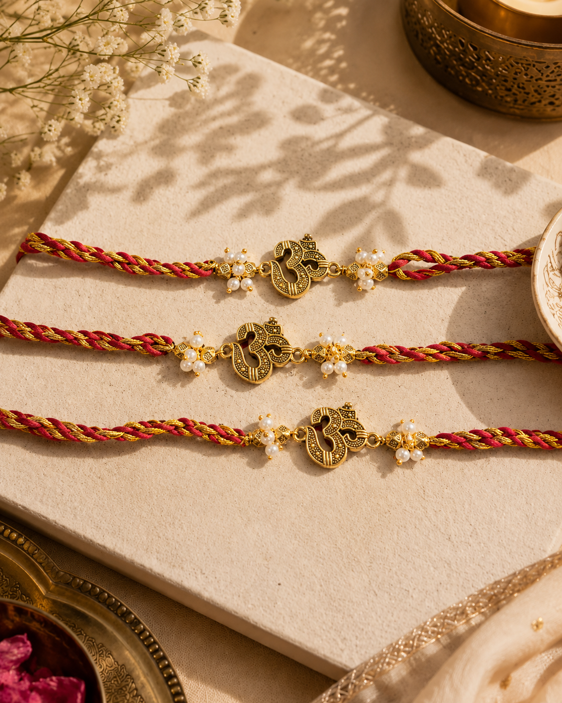 Pack of 3 Omdev Rakhi Set | Tilak Set Included
