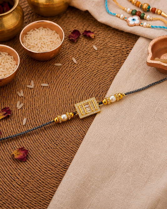 Blue Carolina Diamond Rakhi For Brother | Tilak Set Included