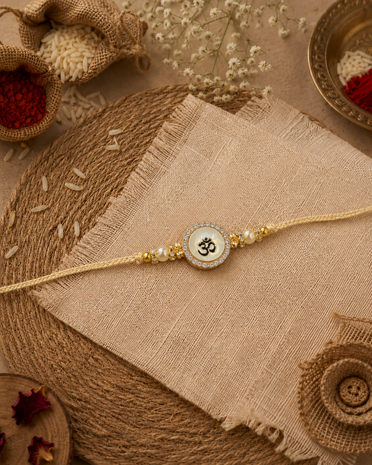 Omaya Pearl Rakhi for Brother | Tilak Set Included