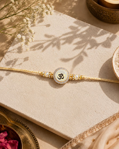 Omaya Pearl Rakhi for Brother | Tilak Set Included