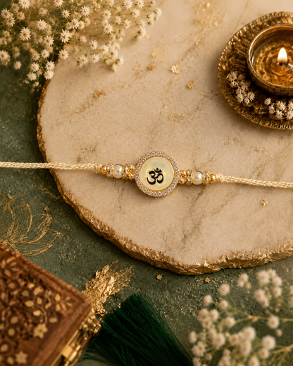 Omaya Pearl Rakhi for Brother | Tilak Set Included