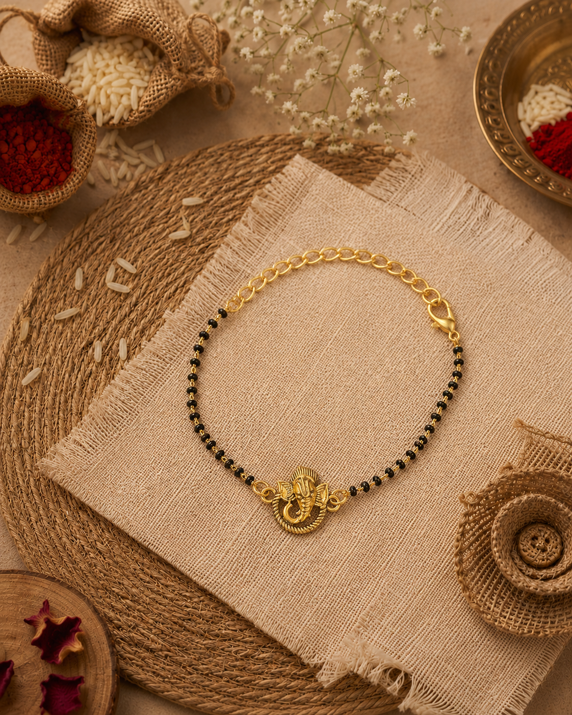 Vinayak Bhabhi Hand Mangalsutra | Tilak Set Included