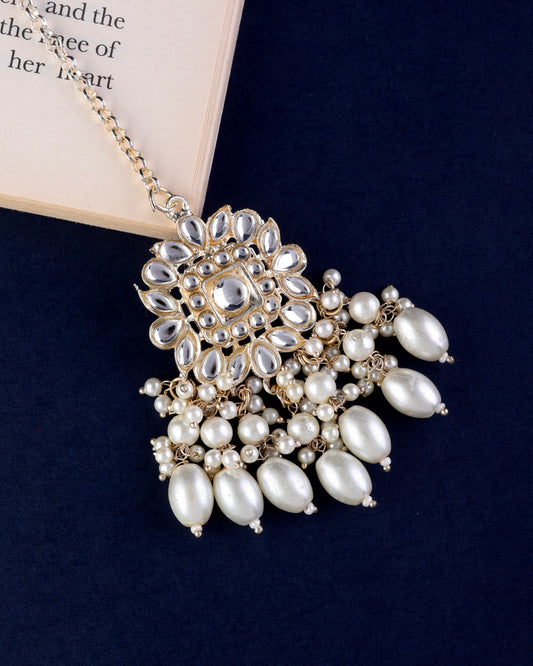 Gold Harleen Kundan Pearl Mangteeka