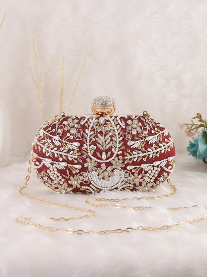 Dark Red Kanika Bridal Ethnic Clutch