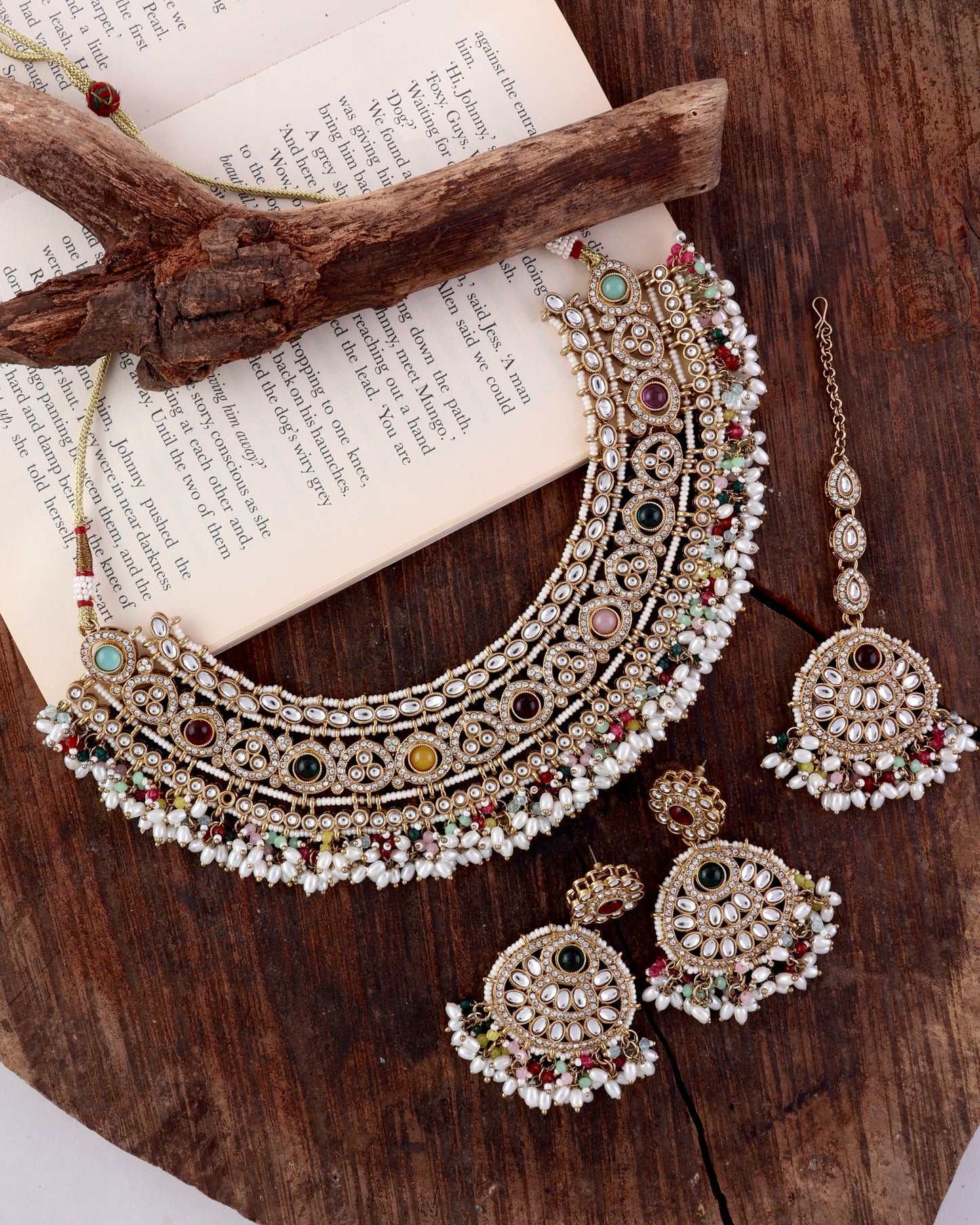 Manveer Punjabi Necklace Set with Earring and Teeka