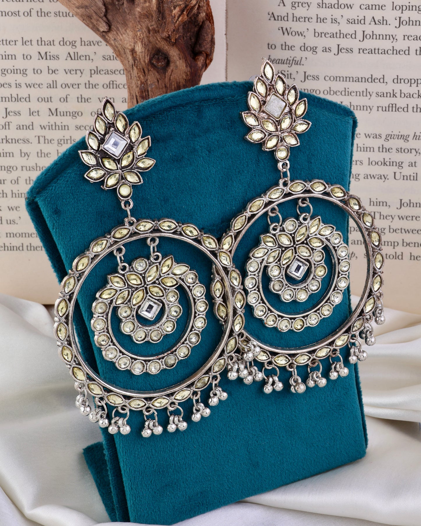 Yellow Gold Ritu Chandbali Oxidised