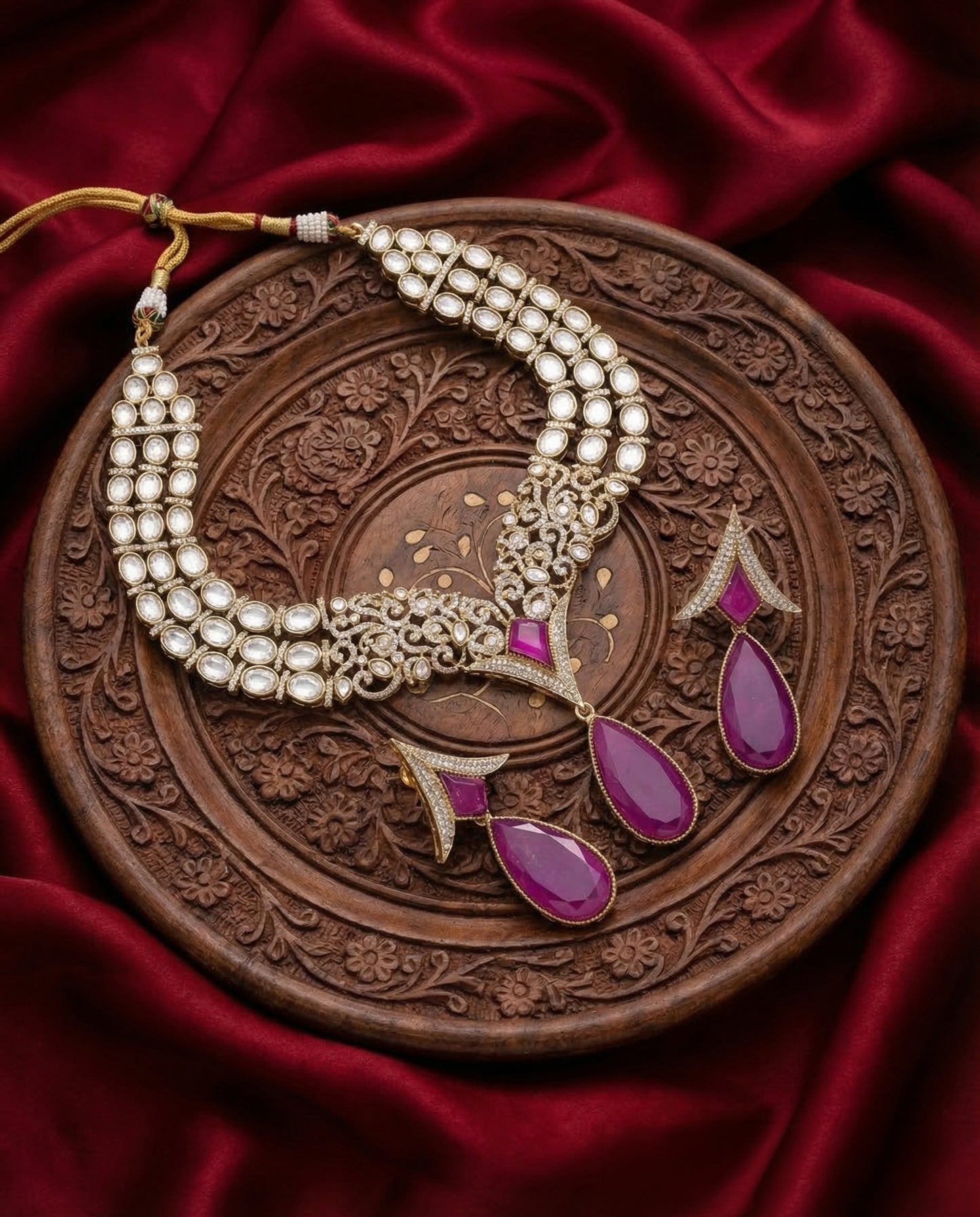 Purple Viola Premium Moissanite Stone Necklace with Earring