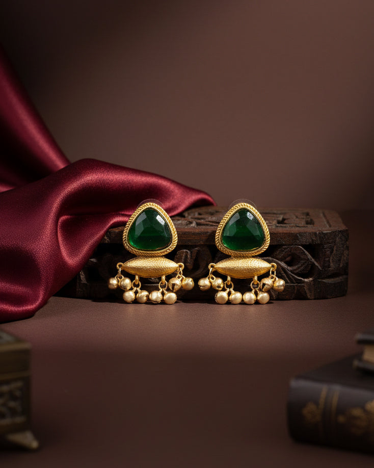 Emerald Maliona Brass Lookalike Stud Earring