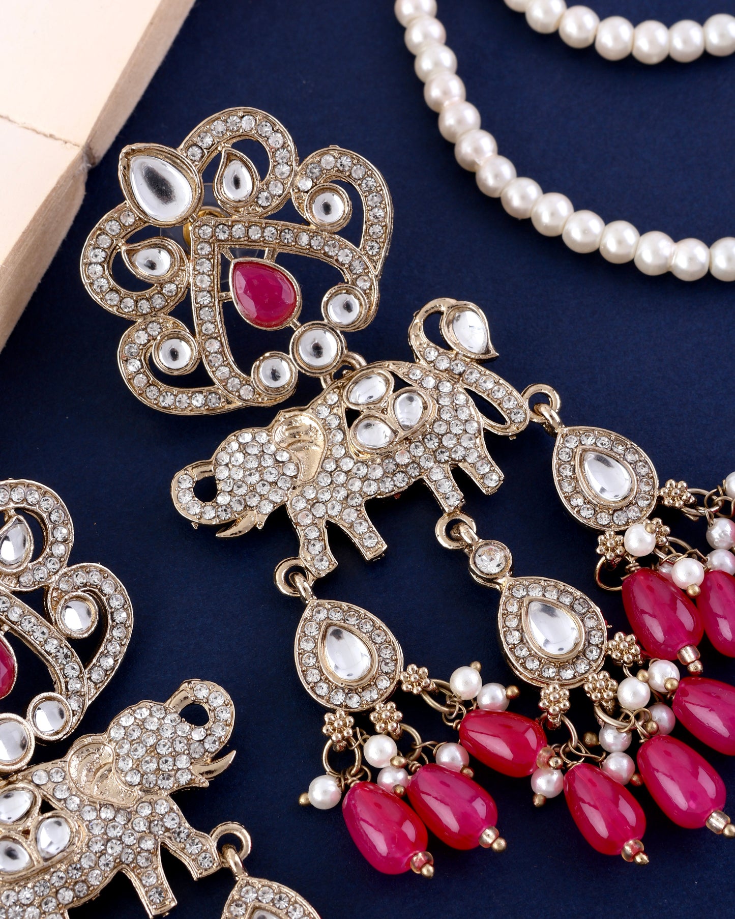 Pink Vighnesh Designer Zircone Earring