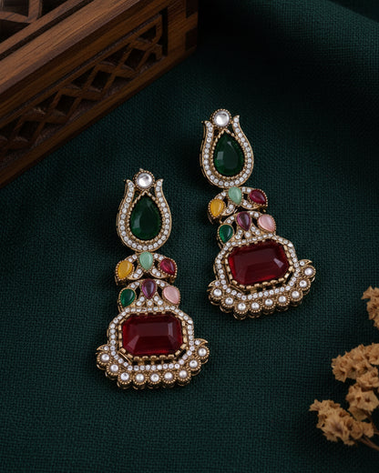 Multi Patricia Premium Designer Zircone Polki Dupe Earring