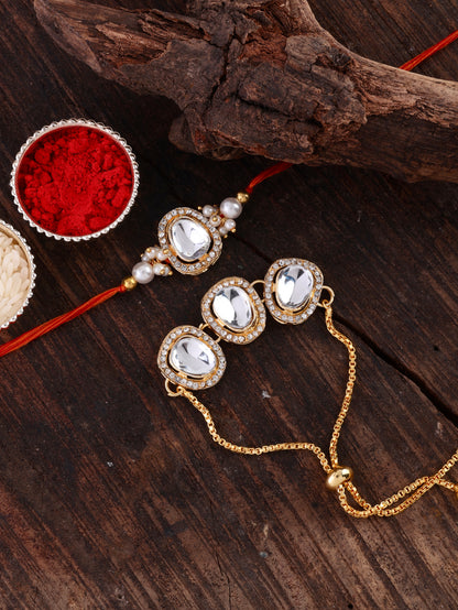 Lakshita Bhaiya Bhabhi Rakhi Bracelet Set | Tilak Set Included