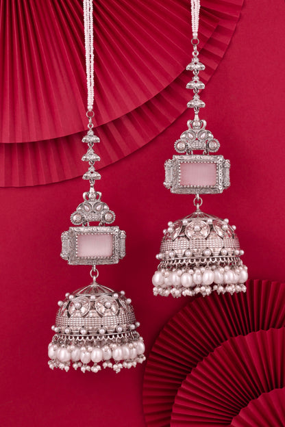 Silver Pearl Jhankaar Statement Jhumka