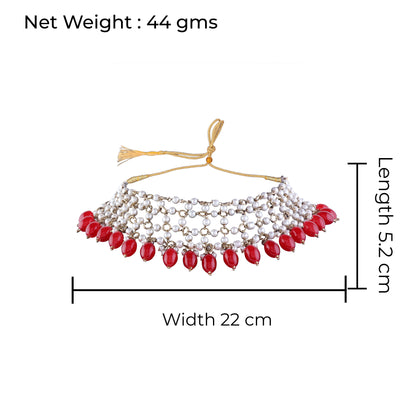 Red Kaveri Designer Indo Western Necklace
