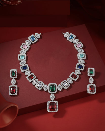 Multi Fiona AD Necklace Set with Earrings