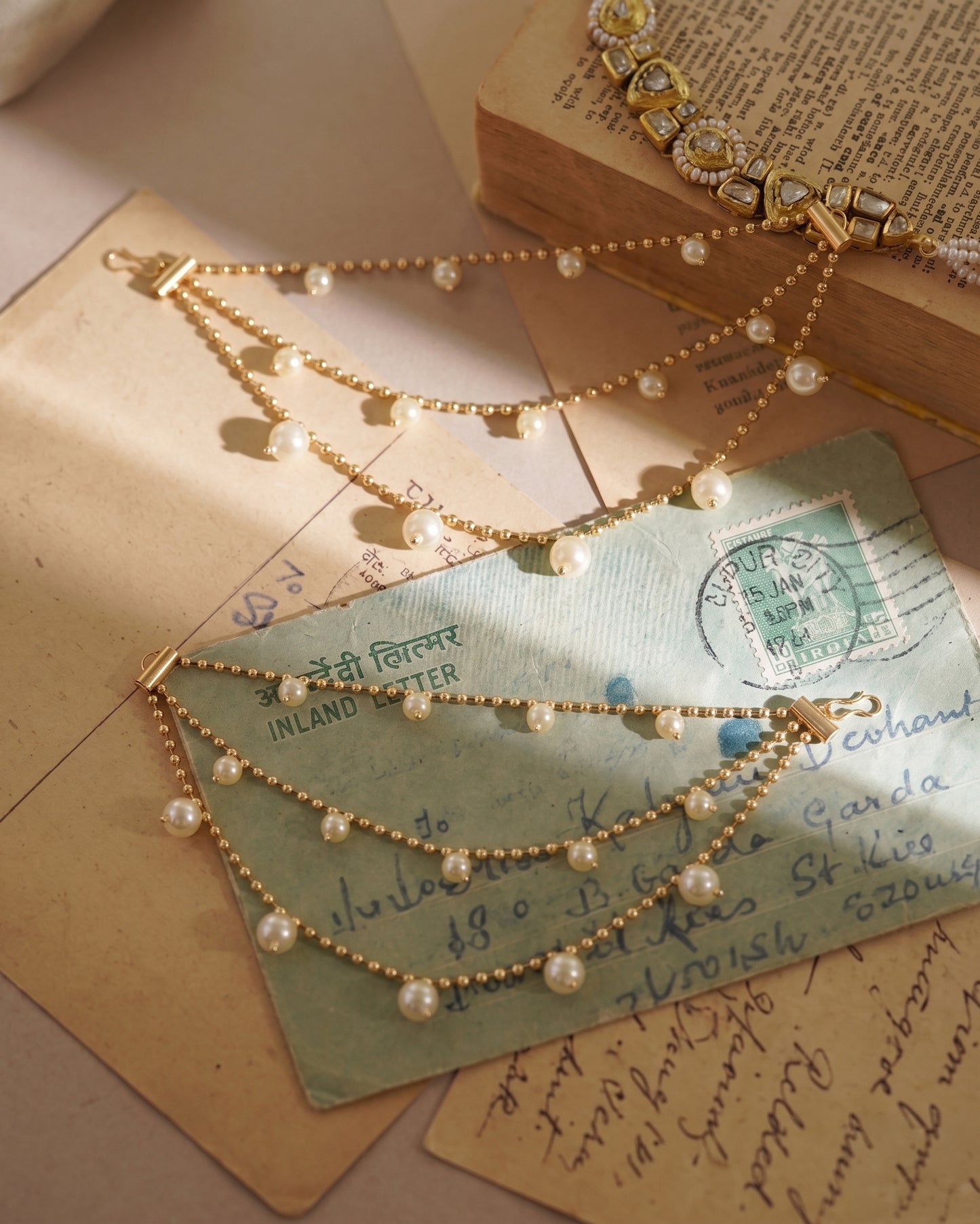 Pearl Kapivya Bahubali Kaan Chain Pair