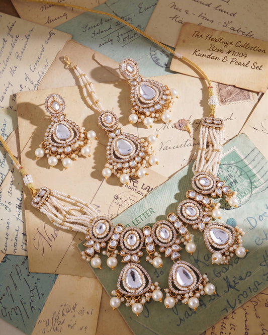 Pearl Kavyanshi Premium Zircone Polki Dupe Necklace Set