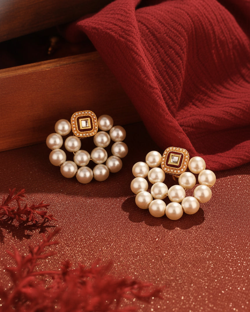 Ruby Meena Pearl Stud
