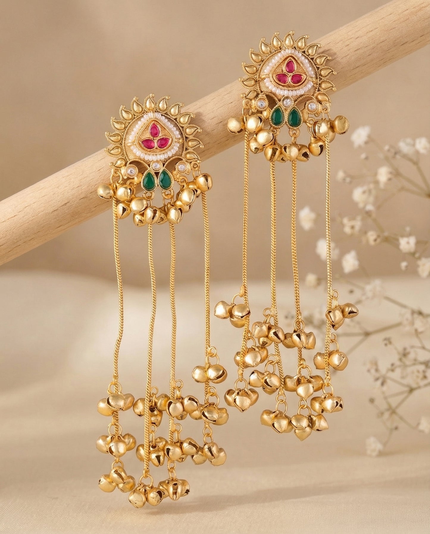 Ruby Green Aghosh Premium Kashmiri Brass Lookalike Earring
