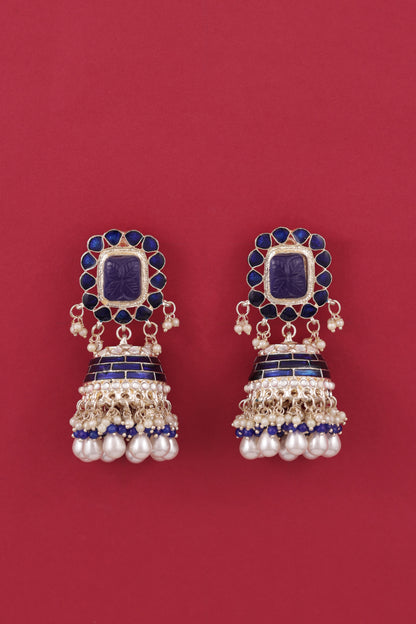 Blue Trinaya Meenakari Jhumka