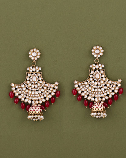 Red Sabita Designer Meenakari Jhumka Earring