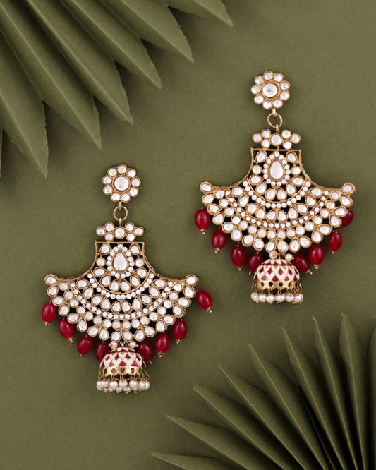 Red Sabita Designer Meenakari Jhumka Earring