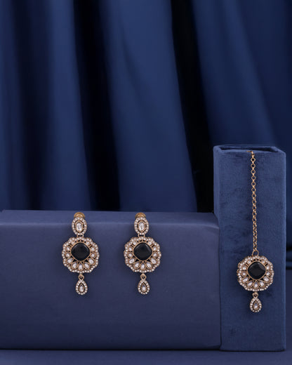 Blue Meher Premium Necklace with Earring and Mangteeka 